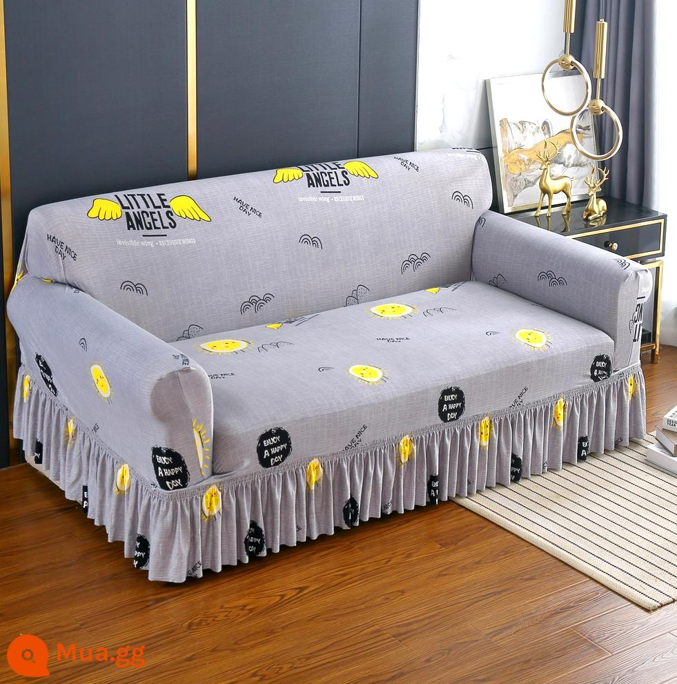 Váy co giãn bốn mùa bọc ghế sofa bao gồm tất cả bao gồm phổ quát bao da kiểu cũ một hai ba bốn người đệm vải - Váy chống nắng dài một mét