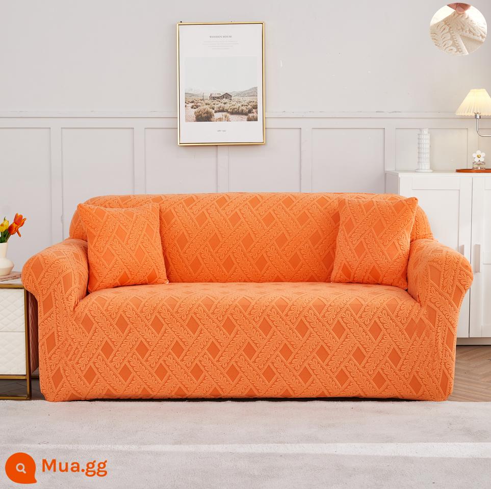 2022 dày đàn hồi bọc ghế sofa bao gồm tất cả đa năng miếng lót khăn gấu tích hợp tay vịn cổ da một hai ba người - Màu cam mây dày đặc