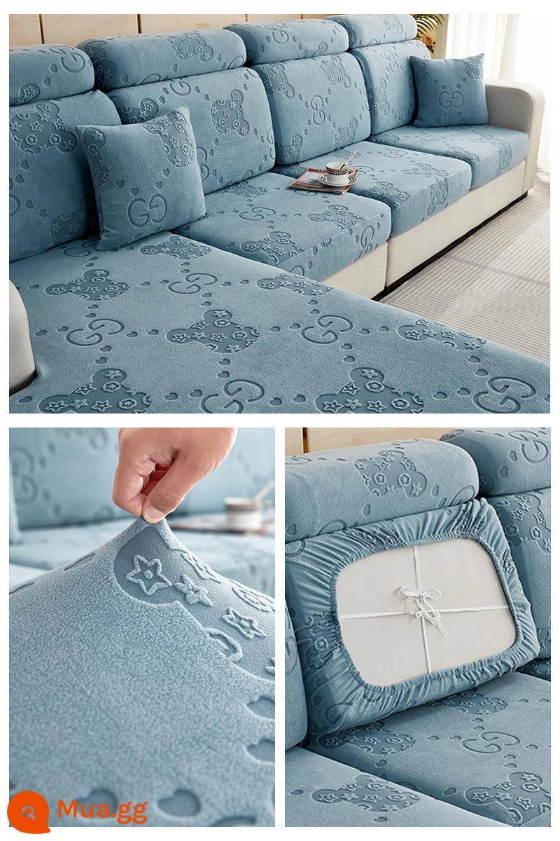 Nón Tắm Phong Cách Co Giãn Ghế Sofa Co Giãn Ghế Sofa Tất Cả Đa Năng 2022 Xanh Tựa Lưng Gối Tựa Đầu Đệm Xốp - Hồ xanh dày gấu mũ xanh mát