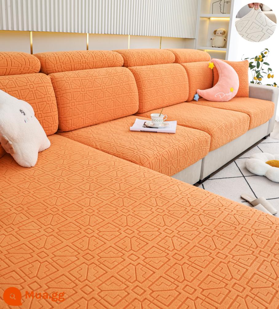 Đàn hồi đàn hồi mũ tắm bọc ghế sofa bao gồm tất cả phổ quát dựa vào vỏ bảo vệ bằng vải tựa đầu bàn đạp chân đệm xốp đơn giản - Mũ dày màu cam lộng lẫy