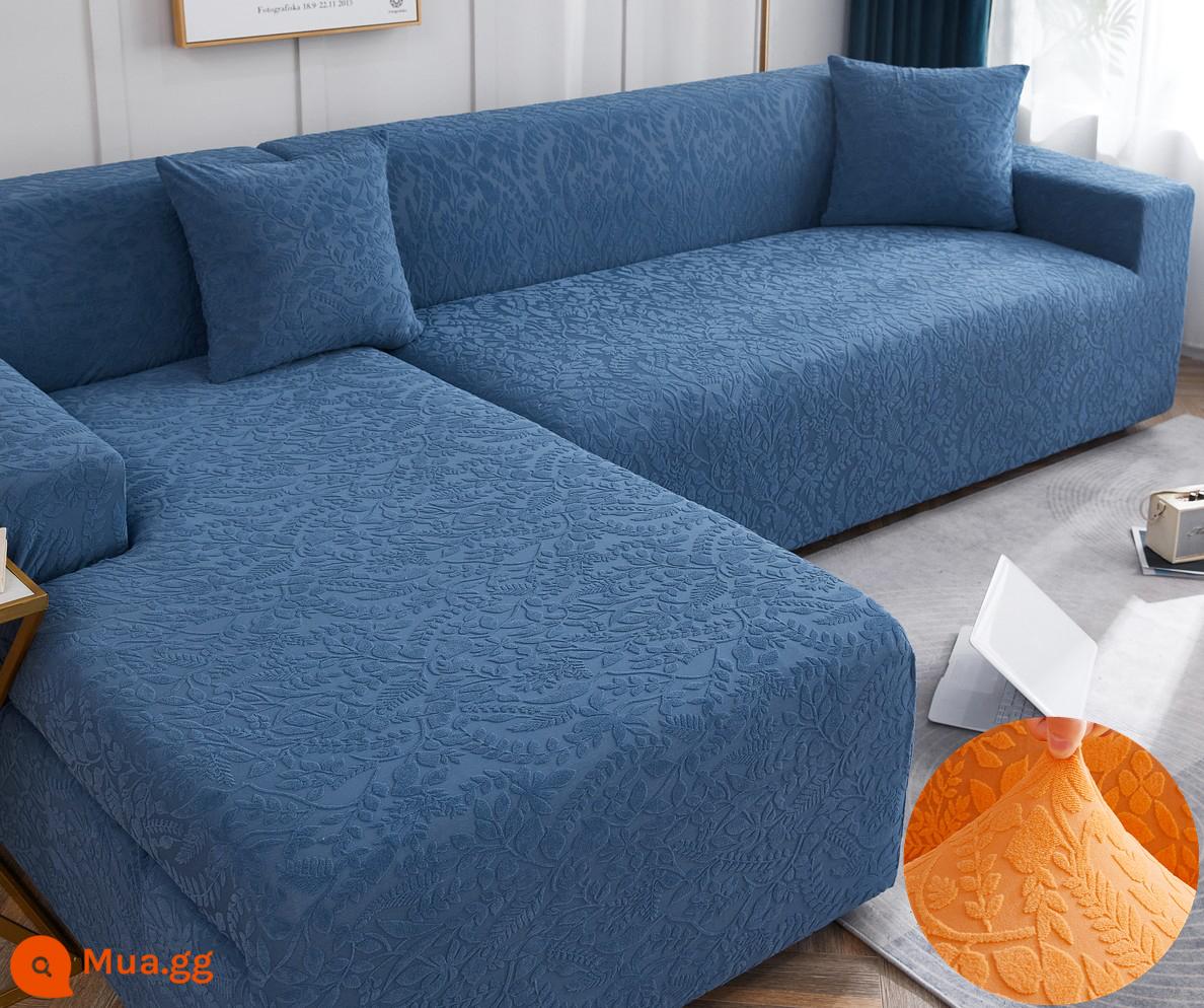 2022 dày đàn hồi bọc ghế sofa bao gồm tất cả đa năng miếng lót khăn gấu tích hợp tay vịn cổ da một hai ba người - Cây nho dày không thấm nước màu xanh nước biển