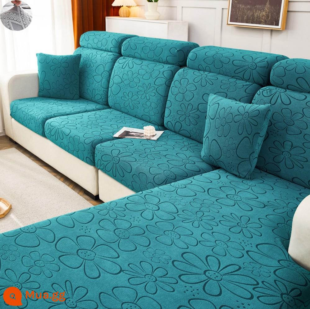 Nón Tắm Phong Cách Co Giãn Ghế Sofa Co Giãn Ghế Sofa Tất Cả Đa Năng 2022 Xanh Tựa Lưng Gối Tựa Đầu Đệm Xốp - Nắp màu xanh hướng dương dày Cyan