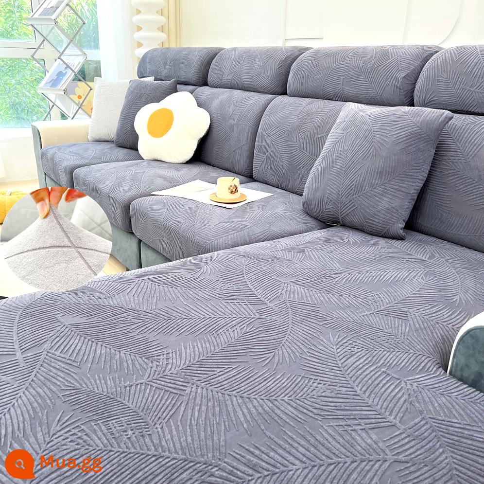 Đàn hồi đàn hồi mũ tắm bọc ghế sofa bao gồm tất cả phổ quát dựa vào vỏ bảo vệ bằng vải tựa đầu bàn đạp chân đệm xốp đơn giản - Mũ dày màu xám đậm trong suốt