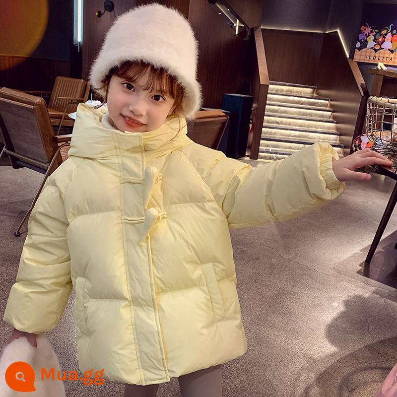 Girls' Down Jacket 2023 Mới Phong Cách Phương Tây Trẻ Em Mùa Đông 90 Trắng Vịt Xuống Dày Ấm Bé Gái Có Mũ Trùm Đầu áo khoác - đốm vàng