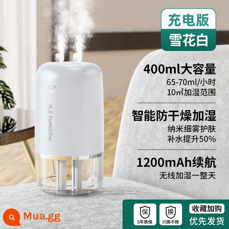 [Được đề xuất bởi Li Jiaqi] Máy tạo độ ẩm Gia đình Phòng ngủ nhỏ câm Sạc USB Phụ nữ mang thai Air Air Máy tính để bàn Văn phòng Di động Ký túc xá Sinh viên Đầu giường Xịt thơm ô tô mini - Model màu trắng bông tuyết/có thể sạc lại [Xịt đôi Nano★Tạo độ ẩm im lặng★Khối lượng sương mù siêu lớn]