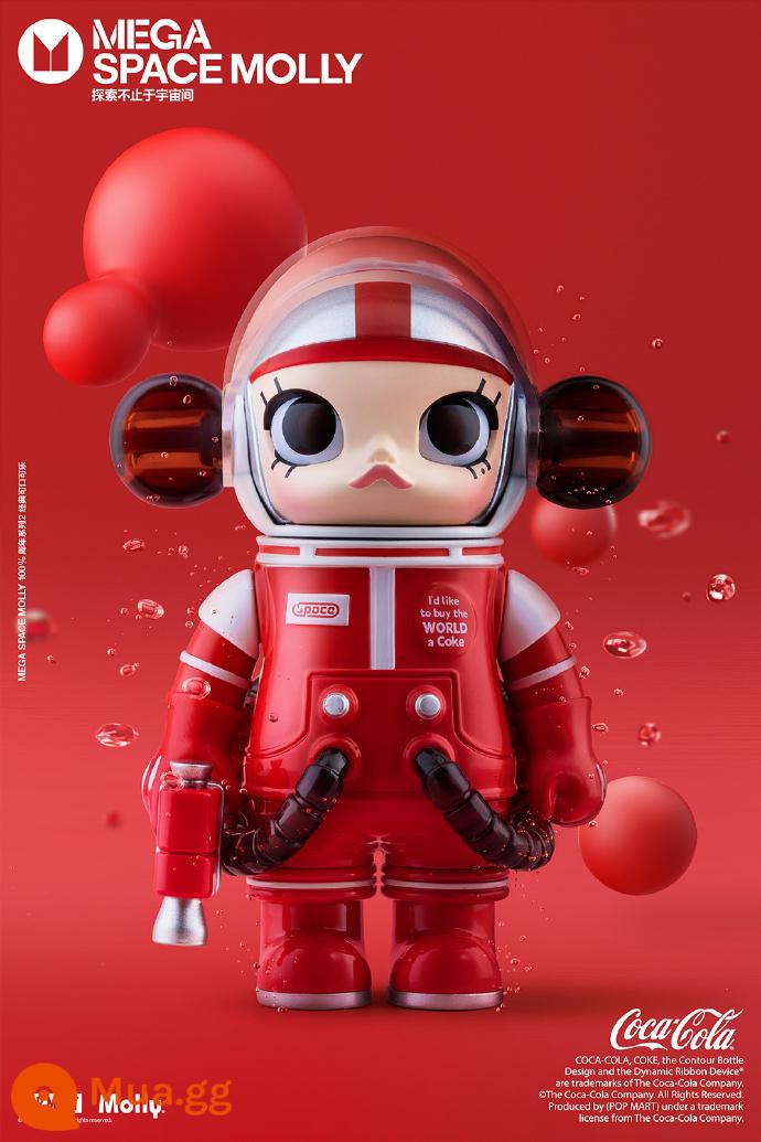 MEGA Treasure Series 100% SPACE MOLLY Anniversary Blind Box Xe mô hình POPMART Bubble Mart - Molly Coca-Cola 100%