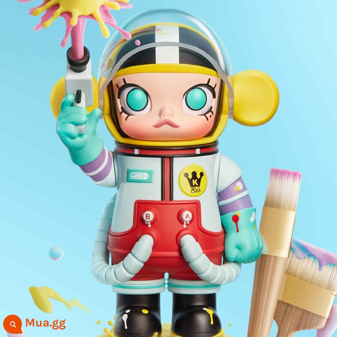 MEGA Treasure Series 100% SPACE MOLLY Anniversary Blind Box Xe mô hình POPMART Bubble Mart - Họa sĩ nhí Molly 100%