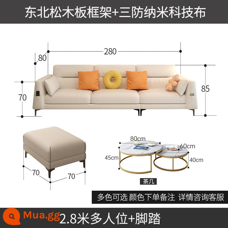 Phong cách wabi-sabi căn hộ nhỏ công nghệ vải sofa cao su phòng khách ba người hàng thẳng màu tương phản đơn giản hiện đại phong cách kem đỏ lưới - Ghế đa năng 2,8 mét + chỗ để chân + bàn cà phê