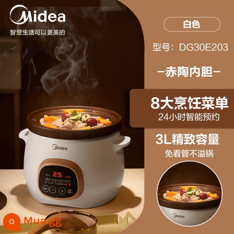 Nồi hầm điện Midea điện gia dụng nồi hầm súp gốm soong điện tự động thông minh công suất lớn nấu cháo hiện vật - Trắng