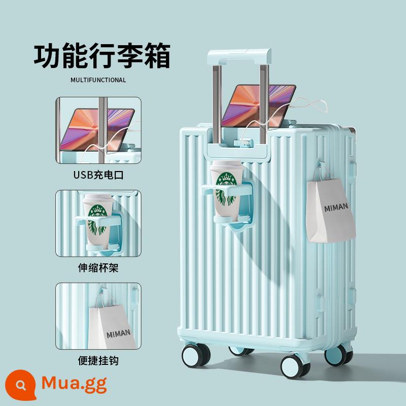 Hộp đựng hành lý xe đẩy nữ 2023 phong cách mới 20 inch 24 sức chứa lớn lên máy bay du lịch mật khẩu bao da nam phong cách dây kéo - Mẫu dày và bền màu xanh bạc hà mới được nâng cấp