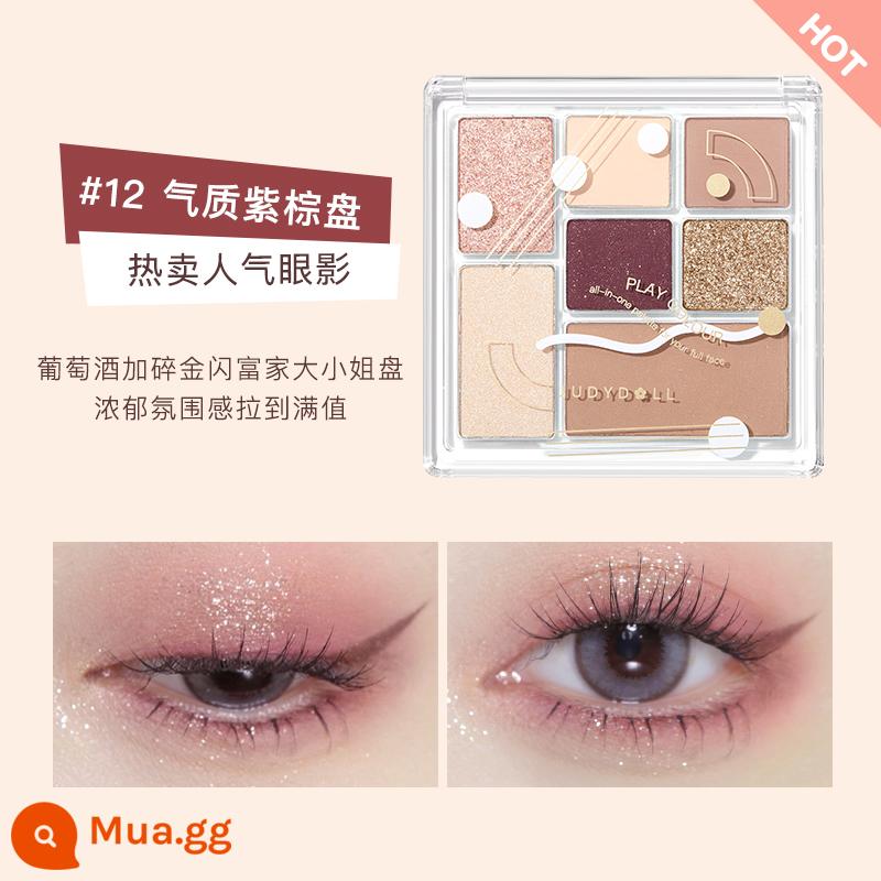 Judydoll Tangerine Disney Tangram Play Fun Eyeshadow Palette Cement Earth Color Blush Highlight Green - 12 đĩa nâu tím khí chất