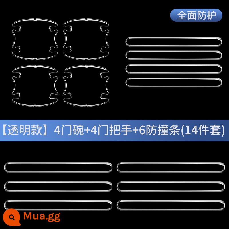 Miếng dán tay nắm cửa ô tô chống trầy xước tay cầm ô tô dải chống va chạm Bát cửa ô tô miếng dán bảo vệ trong suốt dải chống trầy xước chống va chạm - Trong suốt [keo giọt nước ♦ nâng cấp mới và làm dày] bộ 14 món