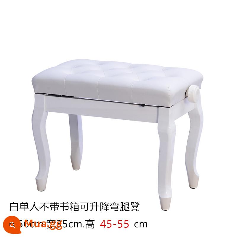 Kimberly Piano Stool Gỗ Solid Chân cong Đôi với Bookbox Piano Stool Organ điện tử Piano điện tử Guzheng Stool Vertical Universal - Ghế nâng đơn chân cong màu trắng