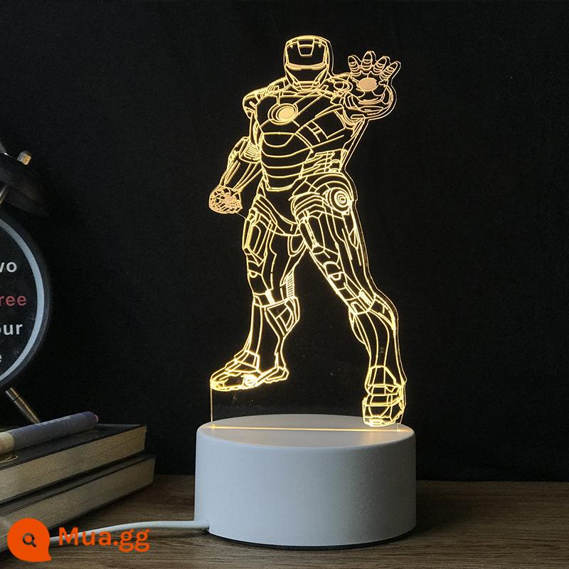 Thời Đại Ultron Marvel Iron Man 3D Đèn Ngủ Phòng Ngủ Đèn Ngủ USB Để Bàn Ngủ Lưới Đỏ Ý Tưởng Quà Tặng - Người Sắt có thể sạc lại