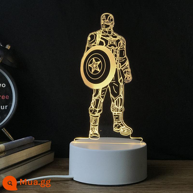 Thời Đại Ultron Marvel Iron Man 3D Đèn Ngủ Phòng Ngủ Đèn Ngủ USB Để Bàn Ngủ Lưới Đỏ Ý Tưởng Quà Tặng - Đội trưởng Mỹ có thể sạc lại