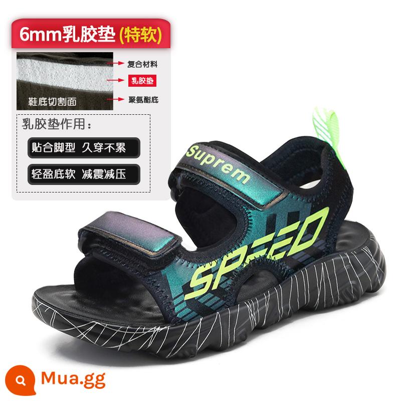 Giày Sandal Bé Trai 2023 Mới Lớn Trẻ Em Phiên Bản Hàn Quốc Mùa Hè Trẻ Em Đế Mềm Chống Trượt Giày Học Sinh Đi Biển - 18 màu xanh lá cây (đệm cao su 6MM)