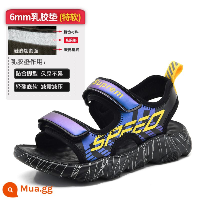 Giày Sandal Bé Trai 2023 Mới Lớn Trẻ Em Phiên Bản Hàn Quốc Mùa Hè Trẻ Em Đế Mềm Chống Trượt Giày Học Sinh Đi Biển - 18 màu vàng (đệm cao su 6MM)