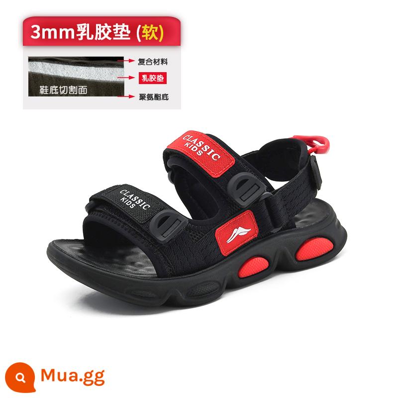 Giày Sandal Bé Trai 2023 Mới Lớn Trẻ Em Phiên Bản Hàn Quốc Mùa Hè Trẻ Em Đế Mềm Chống Trượt Giày Học Sinh Đi Biển - Màu đỏ (đệm cao su 3MM)