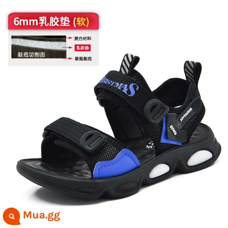 Giày Sandal Bé Trai 2023 Mới Lớn Trẻ Em Phiên Bản Hàn Quốc Mùa Hè Trẻ Em Đế Mềm Chống Trượt Giày Học Sinh Đi Biển - 12 màu xanh (đệm cao su 6MM)