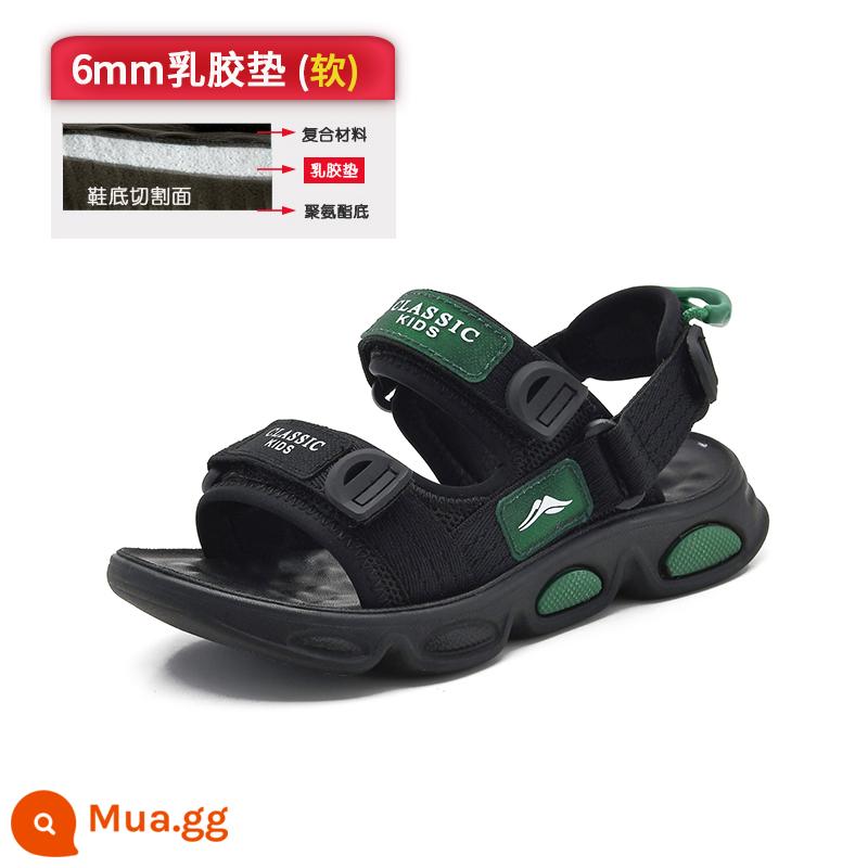 Giày Sandal Bé Trai 2023 Mới Lớn Trẻ Em Phiên Bản Hàn Quốc Mùa Hè Trẻ Em Đế Mềm Chống Trượt Giày Học Sinh Đi Biển - Màu xanh đậm (đệm cao su 6MM)