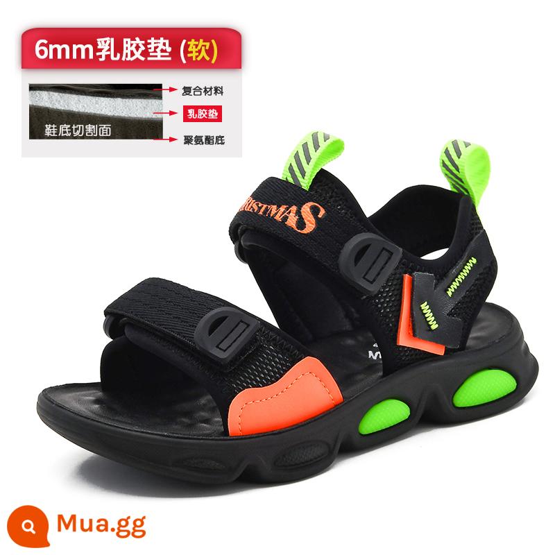 Giày Sandal Bé Trai 2023 Mới Lớn Trẻ Em Phiên Bản Hàn Quốc Mùa Hè Trẻ Em Đế Mềm Chống Trượt Giày Học Sinh Đi Biển - 12 quả cam (đệm cao su 6MM)