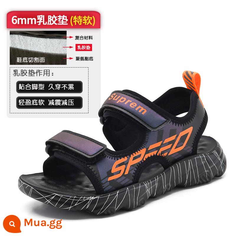 Giày Sandal Bé Trai 2023 Mới Lớn Trẻ Em Phiên Bản Hàn Quốc Mùa Hè Trẻ Em Đế Mềm Chống Trượt Giày Học Sinh Đi Biển - 18 quả cam (đệm cao su 6MM)