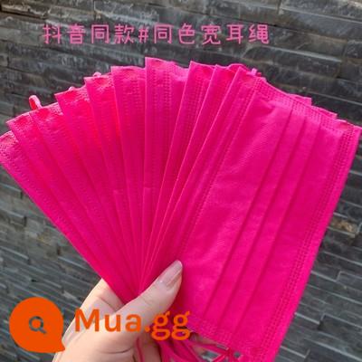 10 gói khẩu trang dùng 1 lần Khẩu trang bảo hộ 3 lớp thoáng khí chống bụi bằng bột vải tan chảy tím xanh cam đỏ trắng - Bông tai cùng màu - đỏ hồng