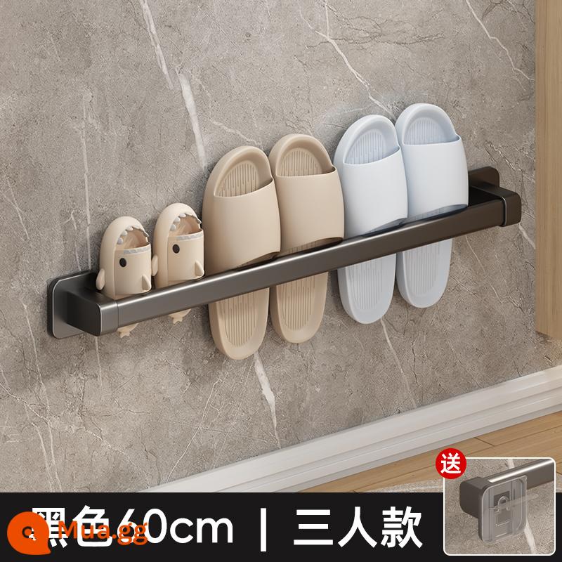 Kệ để dép nhà tắm không đục lỗ, kệ đựng giày treo tường phòng bột, cửa toilet treo tường phía sau giá thoát nước - Cực đơn màu đen-60cm