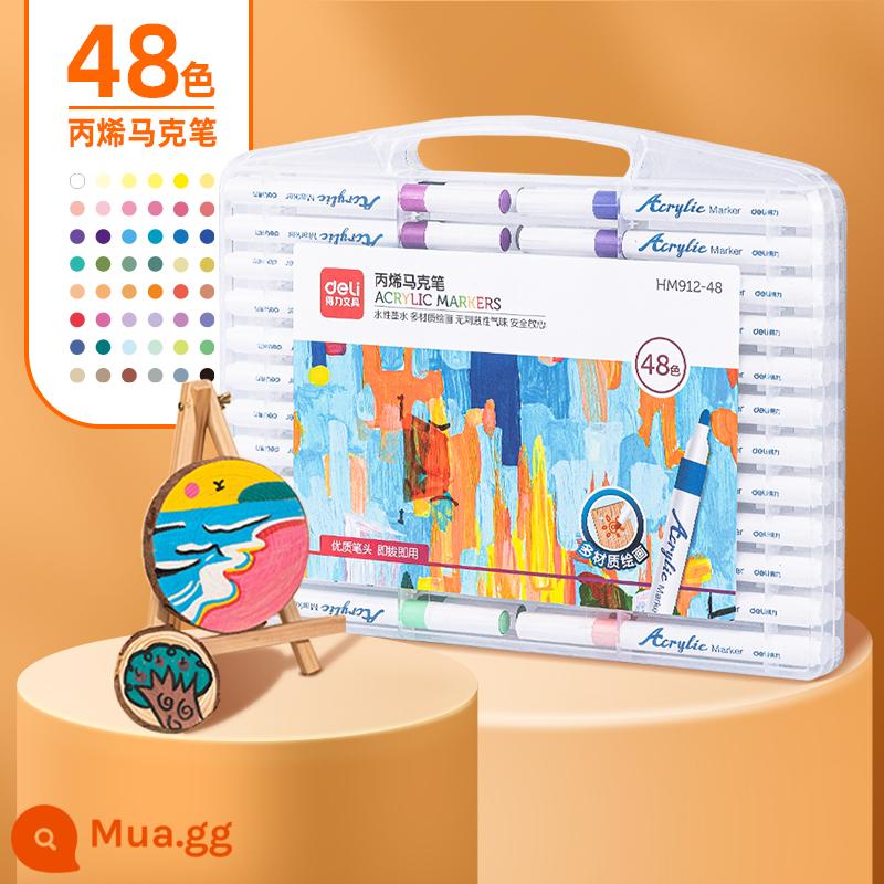 Bút acrylic mạnh mẽ Mike bút acrylic dành cho trẻ em cọ acrylic đục gốc nước 12 màu 24 màu 36 màu 48 màu acrylic Mike bút đục dành cho học sinh không thấm nước graffiti vẽ tay DIY - [Thêm 100%⭐48 màu] Không cần nhấn