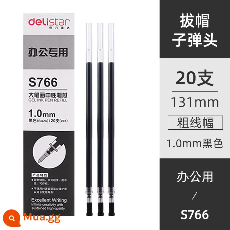 Nạp mực mạnh mẽ làm khô nhanh đầu bút mực trung tính 0,5 dành cho sinh viên Nắp kéo 0,38 bút bấm dạng viên đạn cho văn phòng kinh doanh Bút mực nước nạp lại màu đen ống kim đầy đủ Kiểm tra nạp lại chữ ký 0,35mm - [20 lần nạp bút đóng nắp 1.0 màu đen] Bullet S766