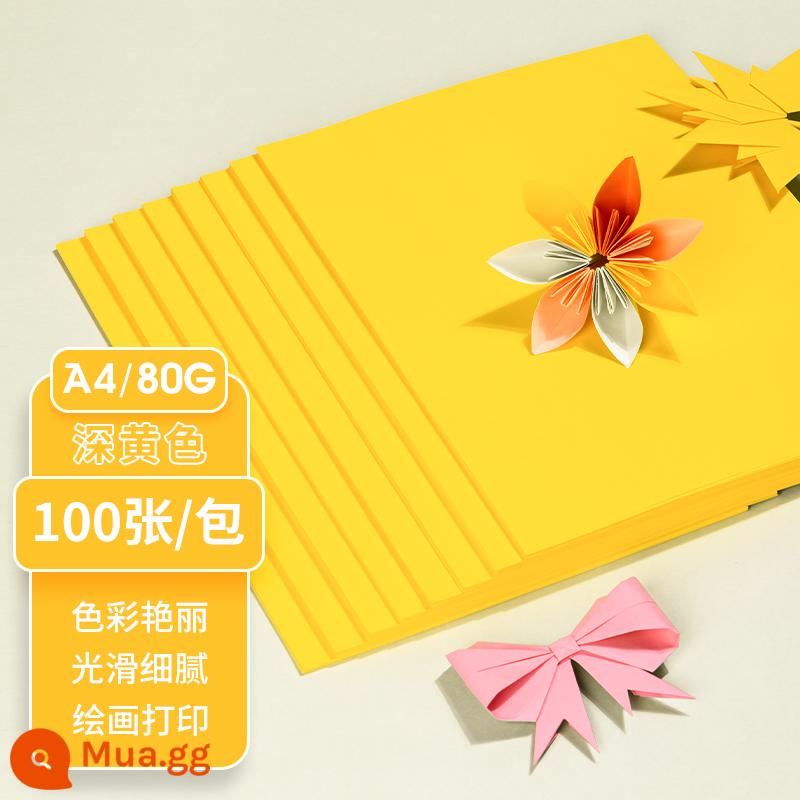 Giấy photocopy màu Deli giấy photocopy màu Giấy in A4 màu giấy photocopy màu giấy photocopy màu giấy thủ công origami danh thiếp chỗ ngồi 80g giấy cắt 10 màu hỗn hợp văn phòng trẻ em mẫu giáo 100 tờ - A4 đậm (vàng) 80G [100 ảnh]