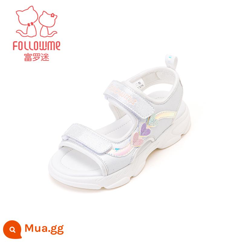 Fuluo Fan Giày Sandal Nữ Thể Thao Mùa Hè 2023 Học Sinh Nước Ngoài Mới Đế Mềm Chống Trơn Trượt Thoáng Khí Giày Đi Biển Cho Trẻ Em - Trắng 4352