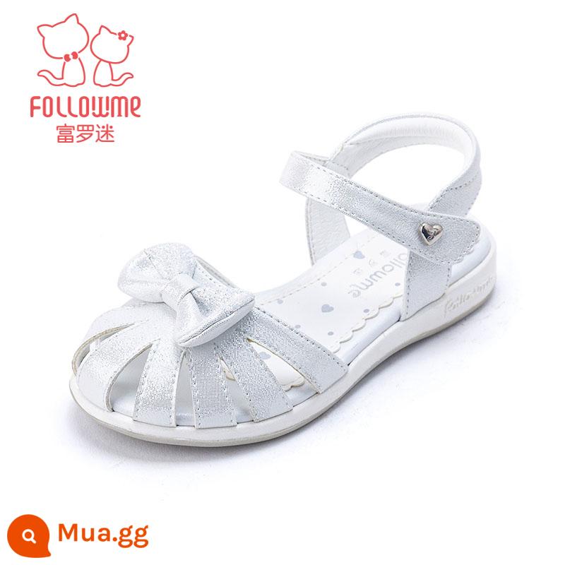 Fuluo Fan Bé Gái Giày Sandal 2023 Mùa Hè Mới Đế Mềm Chống Trơn Trượt Cho Bé Bãi Biển Bao Đầu Giày Công Chúa Giày Trẻ Em - Trắng 7718