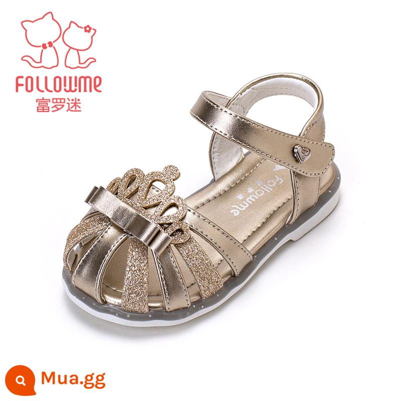 Fuluo Fan Bé Gái Giày Sandal 2023 Mùa Hè Mới Đế Mềm Chống Trơn Trượt Cho Bé Bãi Biển Bao Đầu Giày Công Chúa Giày Trẻ Em - Vàng 7667