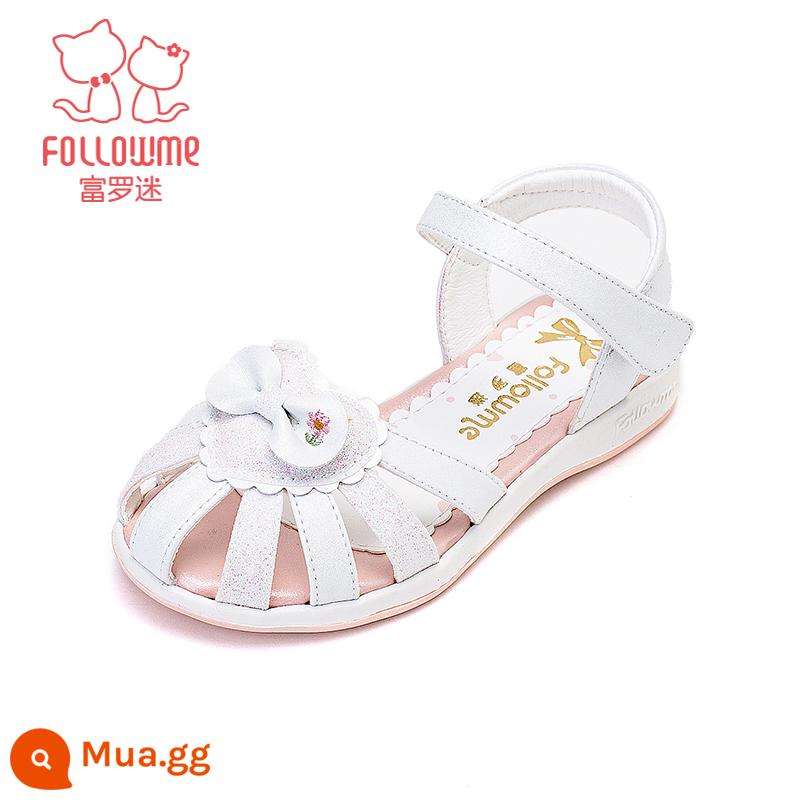 Fuluo Fan Bé Gái Giày Sandal 2023 Mùa Hè Mới Đế Mềm Chống Trơn Trượt Cho Bé Bãi Biển Bao Đầu Giày Công Chúa Giày Trẻ Em - Ngọc trai trắng 7942