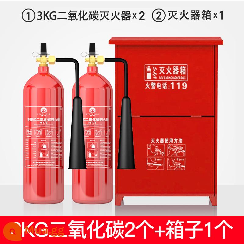 Bình cứu hỏa dioxit carbon di động Aid state 2/3/5/7kg gas mt2 nhà máy chuyên dụng loại xe đẩy 24 kg - 3Kg carbon dioxide 2 cái + 1 hộp