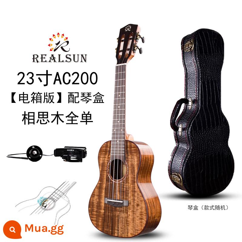 Đàn ukulele phủ veneer Realsun Ruisheng AC100 gỗ gụ keo 23 inch 26 inch AC200AT200 - Veneer toàn bộ bằng gỗ keo AC200 23 inch [phiên bản hộp điện] [có vỏ đàn piano]