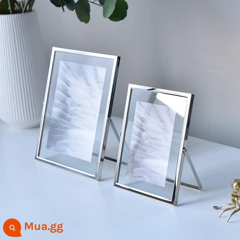 Ánh sáng sang trọng kim loại bảng album pha lê tối giản hiện đại khung ảnh kính trong suốt 6 inch 7 inch 8 inch 10 inch cảm giác cao cấp - Khung ảnh kính trong suốt Xinyu [Bạc] + Rửa ảnh