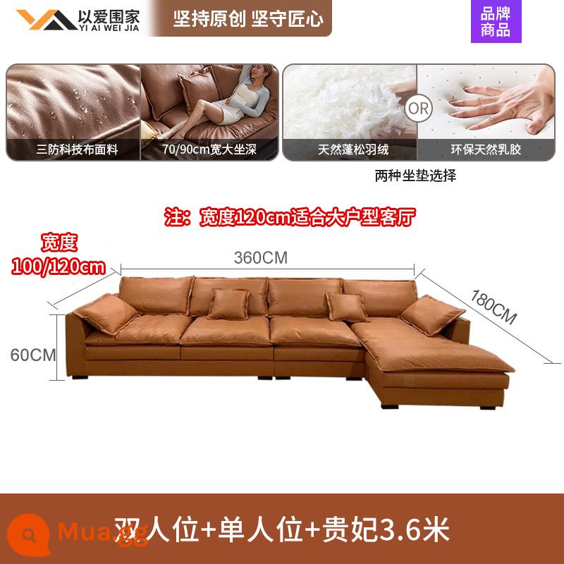 Sofa vải công nghệ rộng ngồi siêu sâu phòng khách tối giản hiện đại biệt thự sang trọng ánh sáng lớn hàng thẳng Sofa vải tối giản kiểu Ý - [3,6 mét] Ghế đôi + ghế đơn + phi tần