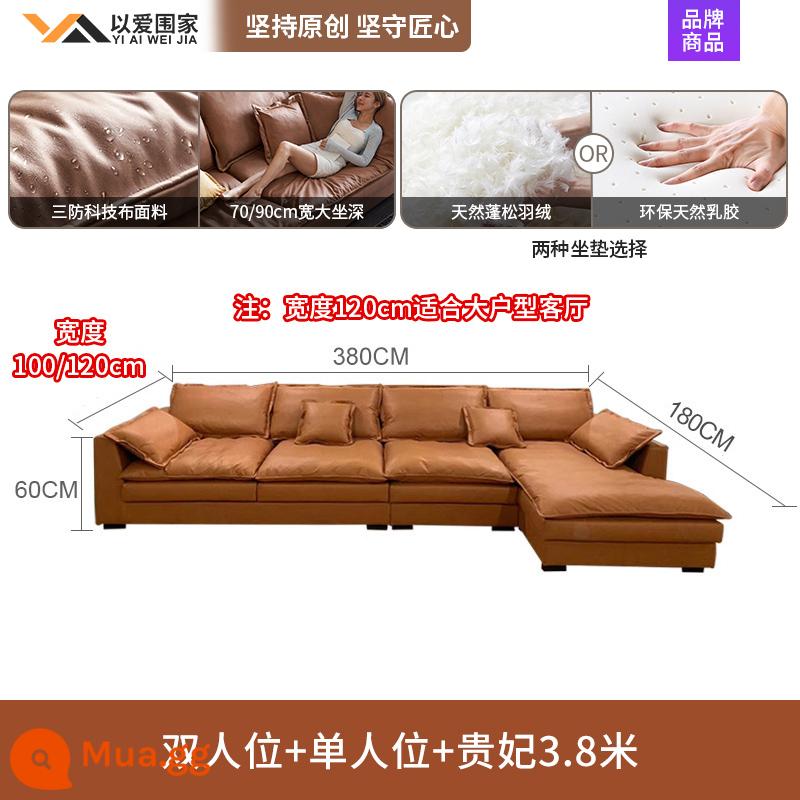 Sofa vải công nghệ rộng ngồi siêu sâu phòng khách tối giản hiện đại biệt thự sang trọng ánh sáng lớn hàng thẳng Sofa vải tối giản kiểu Ý - [3,8 mét] Ghế đôi + ghế đơn + phi tần