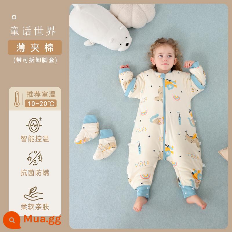 Qinxinyafang túi ngủ cho bé mùa thu đông cotton nguyên chất chăn bông chống đá cho bé tách chân túi ngủ nhiệt độ không đổi phổ biến cho tất cả các mùa - Bông giữ nhiệt dày vừa phải với cảm biến nhiệt độ trực quan [khuyến nghị 10-20 độ với bao chân] Thế giới truyện cổ tích