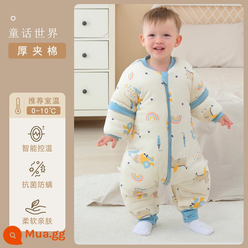 Qinxinyafang túi ngủ cho bé mùa thu đông cotton nguyên chất chăn bông chống đá cho bé tách chân túi ngủ nhiệt độ không đổi phổ biến cho tất cả các mùa - Bông giữ nhiệt dày có thể cảm nhận được nhiệt độ [khuyến nghị không dùng bao chân ở nhiệt độ 0-10 độ] Thế giới truyện cổ tích