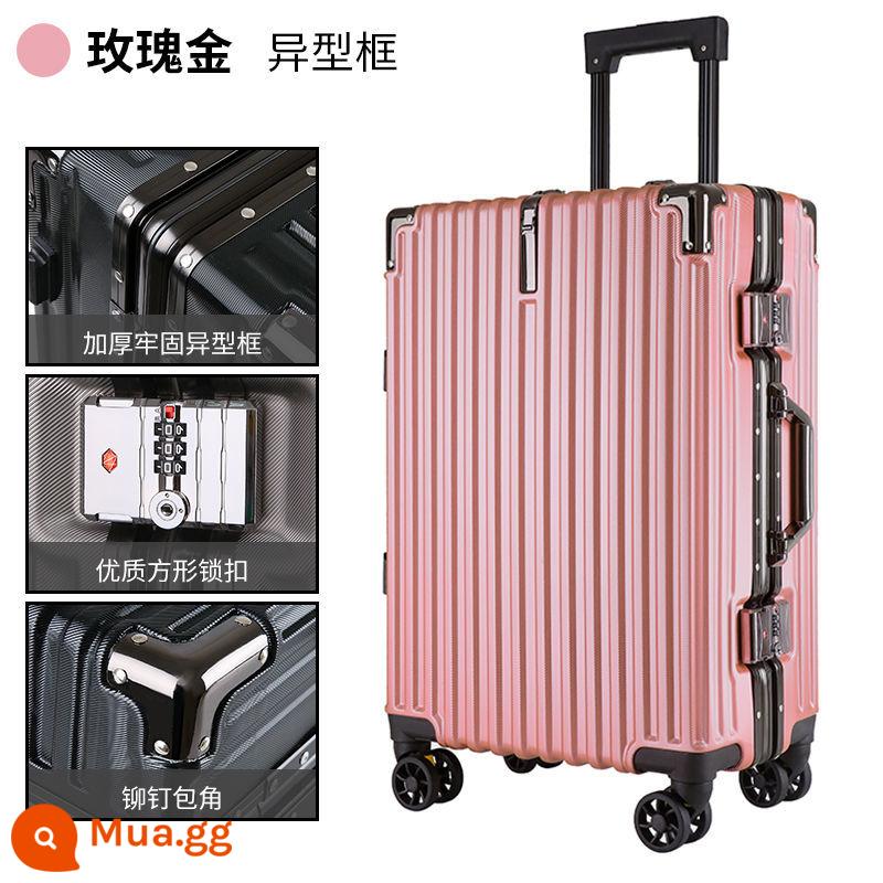 [Bán hàng trực tiếp tại nhà máy] Vali nam xe đẩy sức chứa lớn 28 vali bánh xe phổ thông nữ 24 inch mạnh mẽ và bền bỉ - Vàng hồng [góc kim loại + móc + khung nhôm]