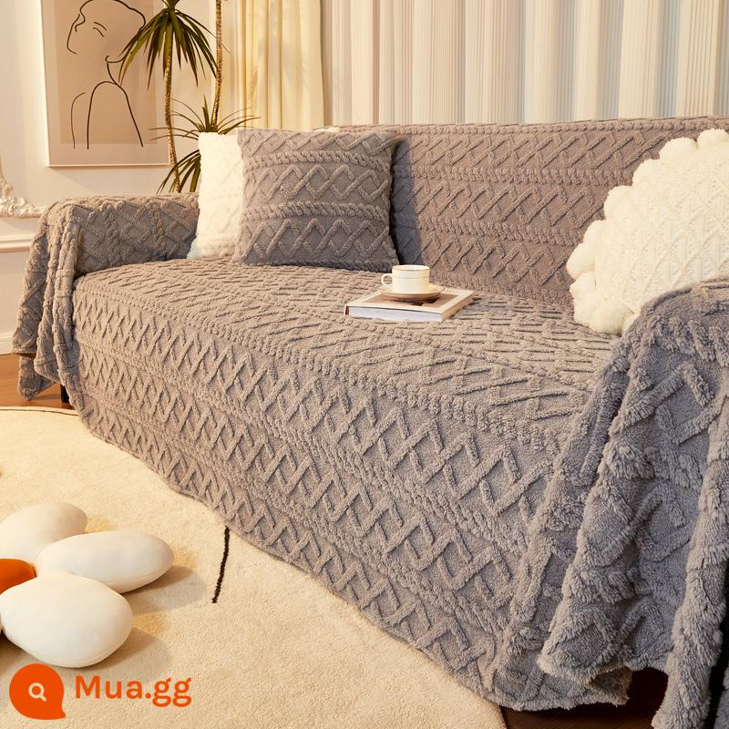 Vải ghế sofa FLUFFY SOFA SET Anti -cat lấy SS Sofa Khăn bìa tất cả -Chăn sofa phổ biến bao gồm tất cả các vỏ bọc - Màu xanh khói Nuanrou [dày và mã hóa, có thể giặt bằng máy và không có xơ vải]