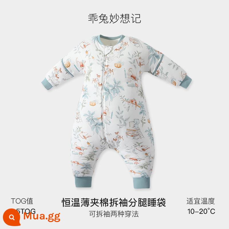 Túi ngủ trẻ em Griny mùa thu đông dày dặn bé chia chân mùa xuân và mùa thu túi ngủ tiết diện mỏng cotton nguyên chất chăn chống đá trẻ em nhiệt độ không đổi - Những suy nghĩ tuyệt vời của chú thỏ tuyệt vời (chăn bông mỏng ở nhiệt độ không đổi, tay áo có thể tháo rời)