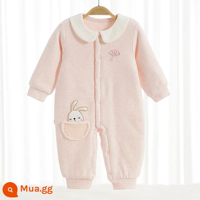 Bé Thu Đông Ấm Áo Liền Quần Cotton Mỏng Không Xương Ve Áo Liền Quần Cho Bé Tay Dài Folio Cotton Áo Liền Quần - Hồng