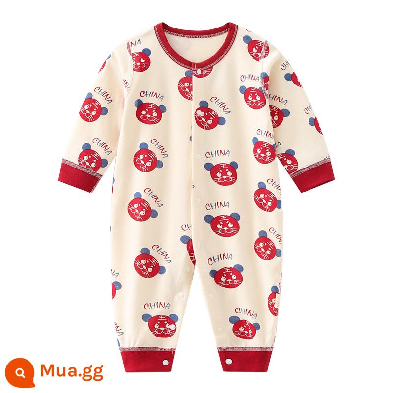 Quần áo trẻ sơ sinh mùa hè mùa hè phần mỏng jumpsuit mùa hè bé nhà sư quần áo trẻ sơ sinh cotton jumpsuit - Kaki đậu da bốn mùa