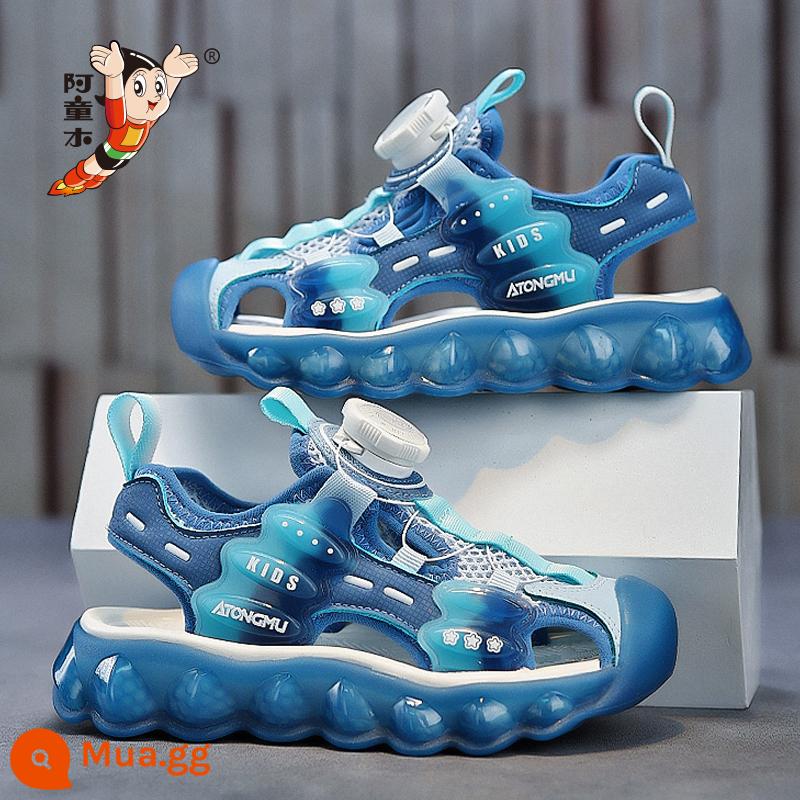 Giày sandal trẻ em Astroboy bé trai mùa hè 2023 mới Giày đi biển Bao Đầu trẻ em trung và lớn học sinh đế mềm chống trượt - Màu xanh denim