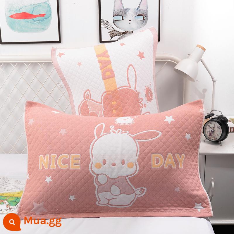 Khăn gối cotton nguyên chất cotton gạc dày vài gối đầu khăn một đôi người lớn Plus bốn mùa gối đơn bao khăn - 1 đôi bột Dudu