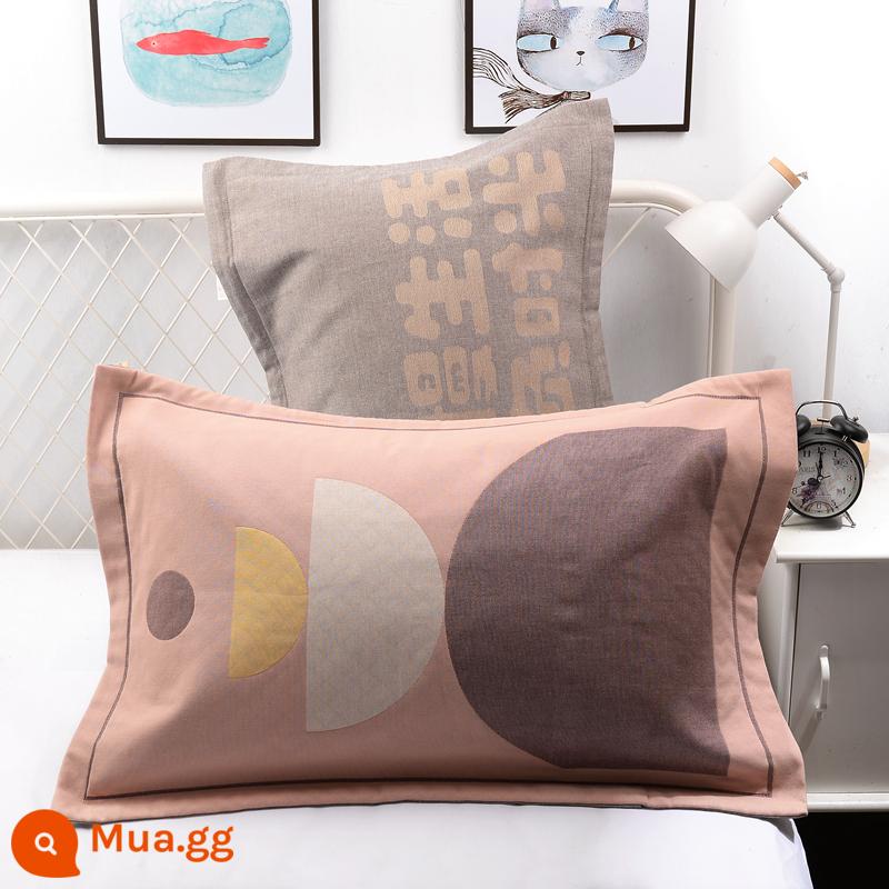 Vỏ gối bằng gạc bông nguyên chất một cặp vỏ gối bằng cotton dày và to đầy đủ Vỏ gối cho người lớn thấm mồ hôi và thoáng khí - Bột làm vườn (cặp)